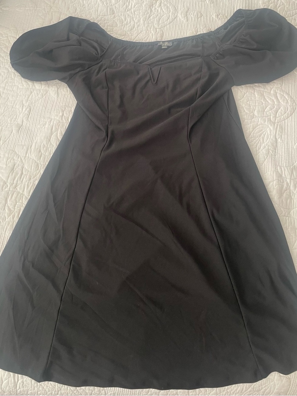 Lily Rose Black Puff-Sleeve Mini Dress